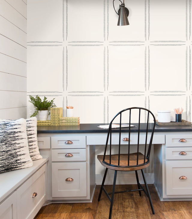 Magnolia Home Hopscotch Inverse White Wallpaper with Chalkboard Grid Pattern - York MK1181