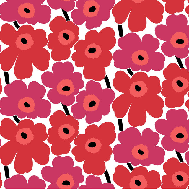 Pieni Unikko Red Peel & Stick Wallpaper with Floral Botanical Pattern, Eclectic Style - MKS4492