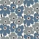 Pieni Unikko Grey Peel & Stick Wallpaper with Eclectic Botanical Floral Pattern - NuWallpaper MKS4493