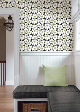 Pieni Unikko Black Peel & Stick Wallpaper with Botanical Floral Pattern - NuWallpaper MKS4494