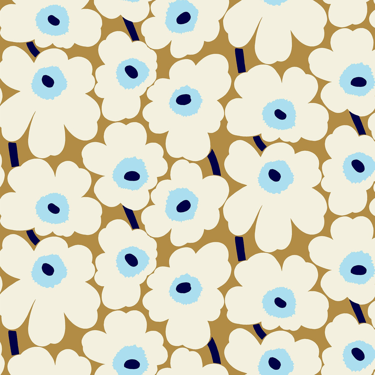 Pieni Unikko Beige Peel & Stick Wallpaper with Botanical Floral Motif - NuWallpaper MKS4495
