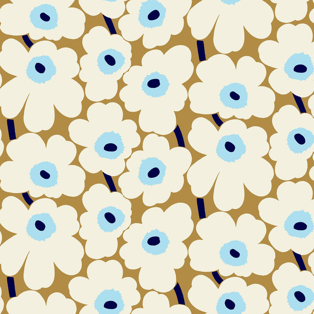 Pieni Unikko Beige Peel & Stick Wallpaper with Botanical Floral Motif - NuWallpaper MKS4495