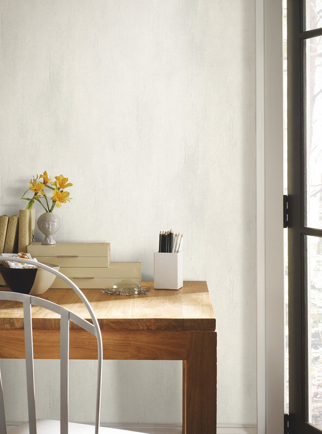 Stucco Finish White Wallpaper with Textured Stucco Motif - York MM1775