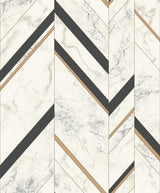 York Marble Chevron Black & Gold Wallpaper MM1805