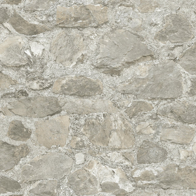 Field Stone Taupe Wallpaper with Rustic Stone Motif - York MN1801