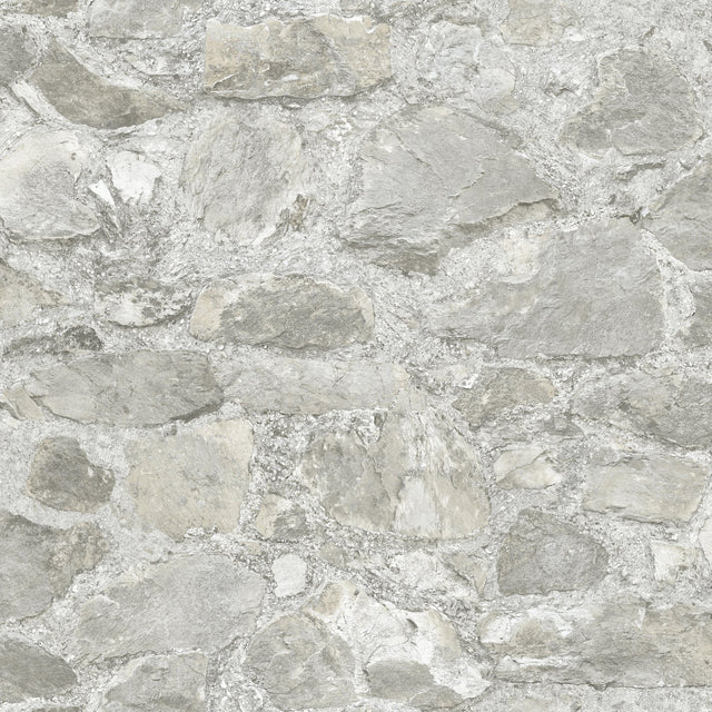 Field Stone Grey Wallpaper with Rustic Stone Motif - York MN1802