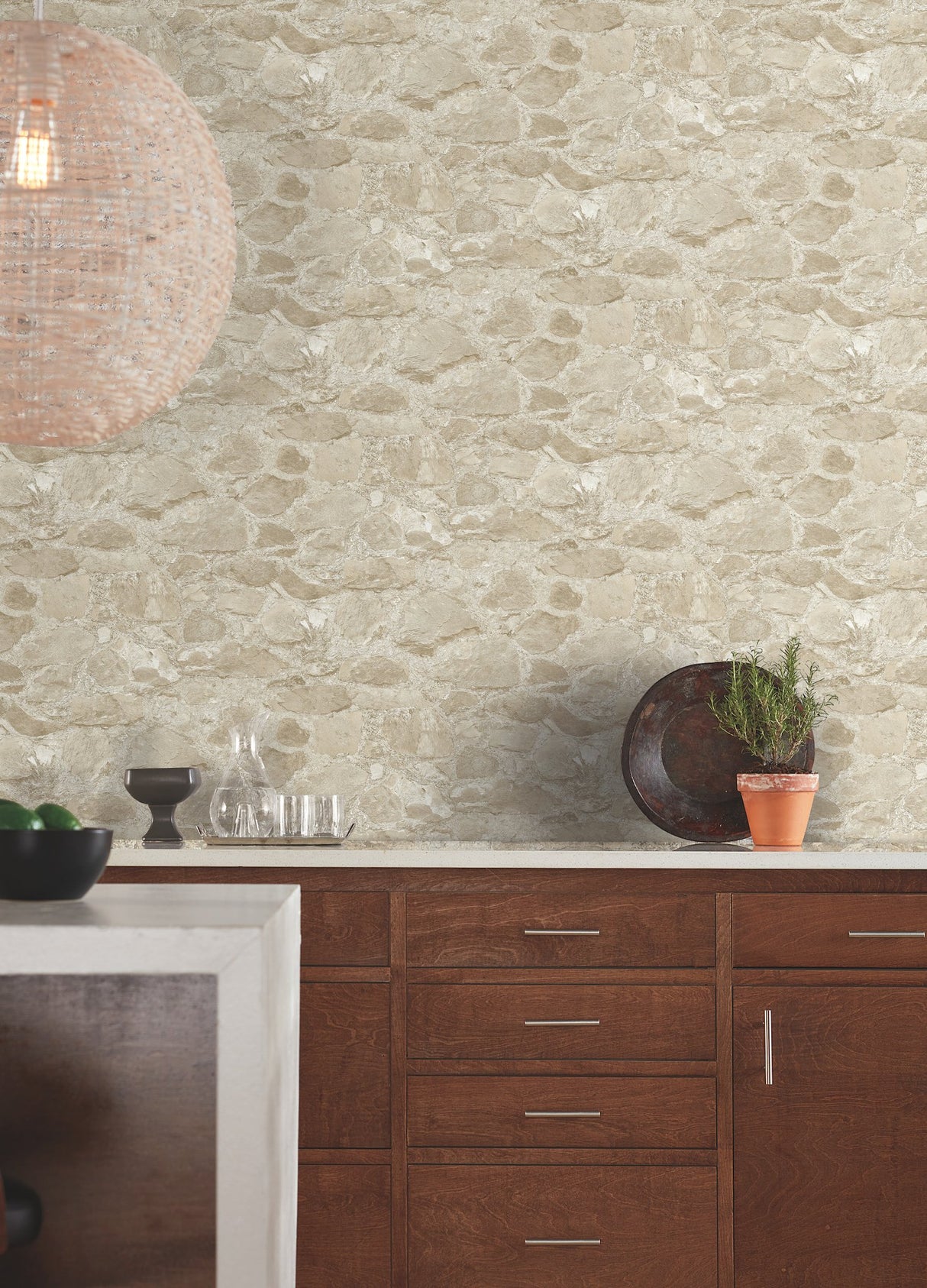 Field Stone Beige Wallpaper with Rustic Stone Motif - York MN1803