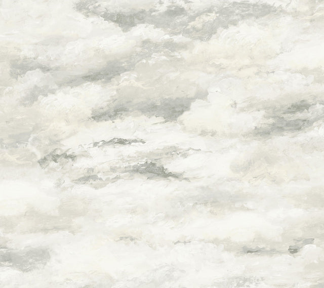 Plein Air Tan & Grey Wallpaper with Painterly Cloud Motif - York MN1810