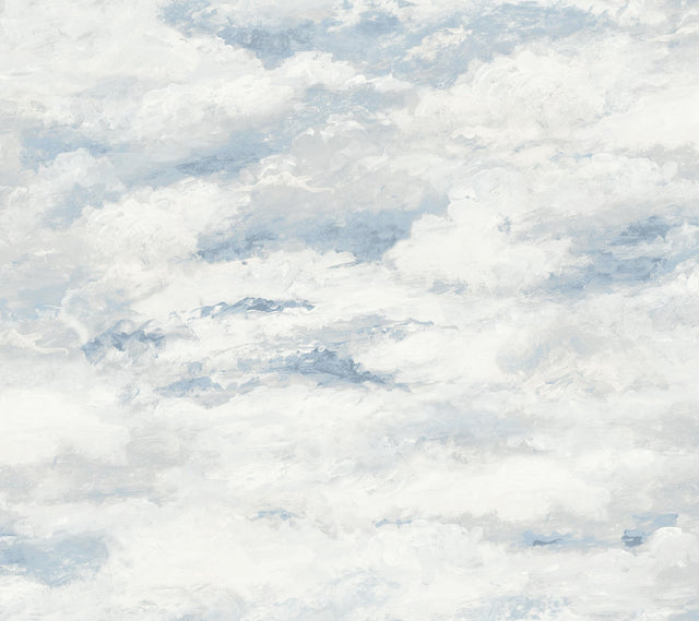 Plein Air Blue Wallpaper with Painterly Cloud Motif - York MN1812