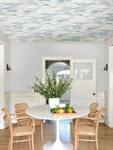 Plein Air Blue Wallpaper with Painterly Cloud Motif - York MN1812