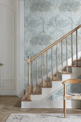Orchard Blue & Grey Wallpaper with Botanical Mediterranean Motif - York MN1820