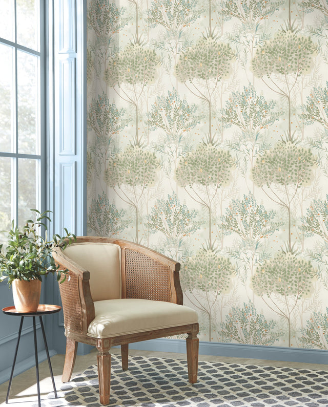 Orchard Beige Wallpaper with Botanical Mediterranean Motif - York MN1821
