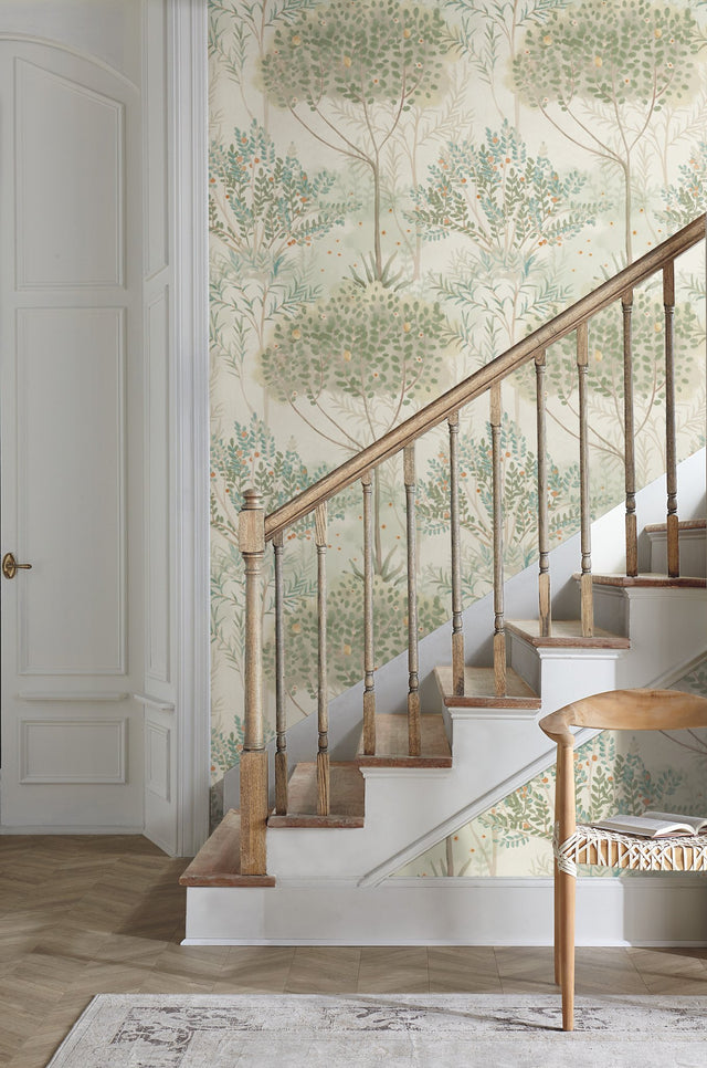 Orchard Beige Wallpaper with Botanical Mediterranean Motif - York MN1821