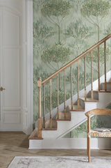 Orchard Green Wallpaper with Botanical Orchard Motif Prepasted Sure Strip - York MN1823