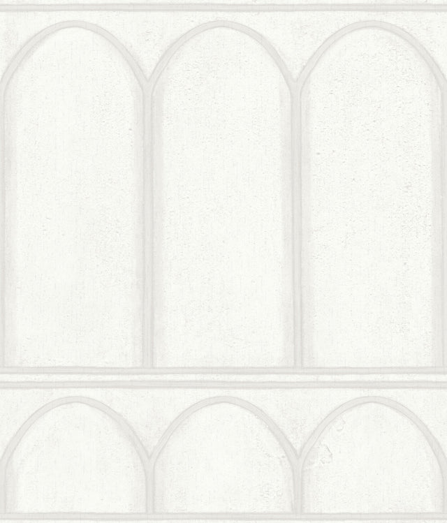 Arches White & Pearl Wallpaper with Mediterranean Architectural Arch Motif - York MN1830