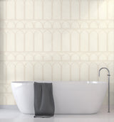 Arches White & Pearl Wallpaper with Mediterranean Architectural Arch Motif - York MN1830