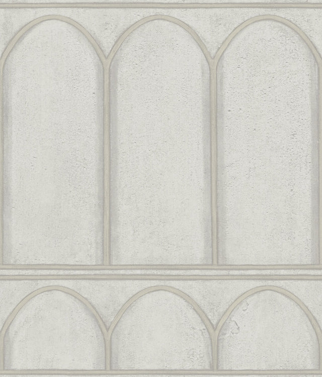 Arches Grey & Pearl Wallpaper with Mediterranean Arch Motif - York MN1832