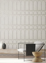 Arches Grey & Pearl Wallpaper with Mediterranean Arch Motif - York MN1832
