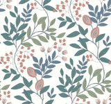 Eeden Retreat Pink & Teal Botanical Sure Strip Prepasted Wallpaper - York MN1843