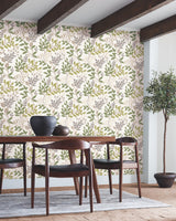 Eden Retreat Beige & Green Botanical Sure Strip Prepasted Wallpaper - York MN1844