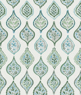 Marketplace Motif Pale Grey & Green Wallpaper with Bohemian Ogee Pattern - York MN1851