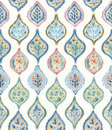 Marketplace Motif White & Multi Wallpaper with Bohemian Ogee Pattern - York MN1852