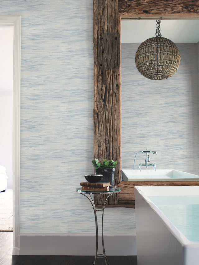 Ripples Grey Wallpaper with Textured Watercolor Wave Motif - York MN1860