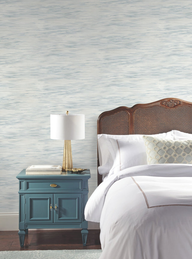 Ripples Grey Wallpaper with Textured Watercolor Wave Motif - York MN1860