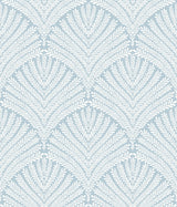 Mediterranean Beachcomber Blue & White Wallpaper with Shell-Inspired Demilune Motif - York MN1870