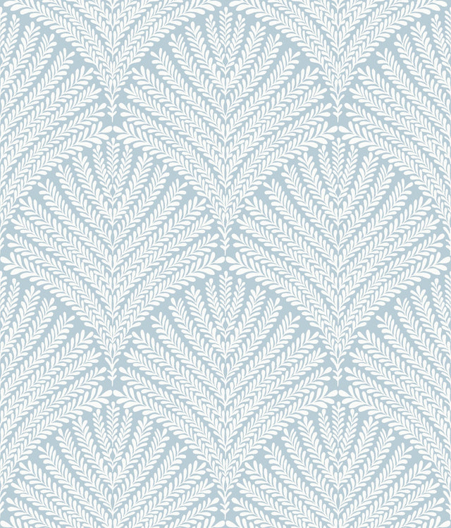 Mediterranean Beachcomber Blue & White Wallpaper with Shell-Inspired Demilune Motif - York MN1870