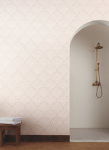 Beachcomber Light Pink & Cream Wallpaper with Botanical Shell Motif - York MN1872