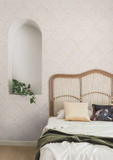 Beachcomber Light Pink & Cream Wallpaper with Botanical Shell Motif - York MN1872