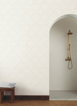 Beachcomber Off White Wallpaper with Botanical Fan Motif - York MN1873