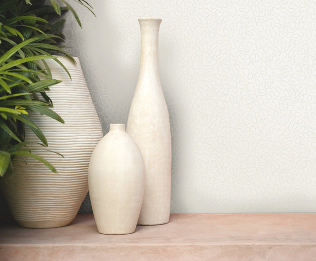 Effervesce Tan Wallpaper with Textured Glass Bead Motif - York MN1880
