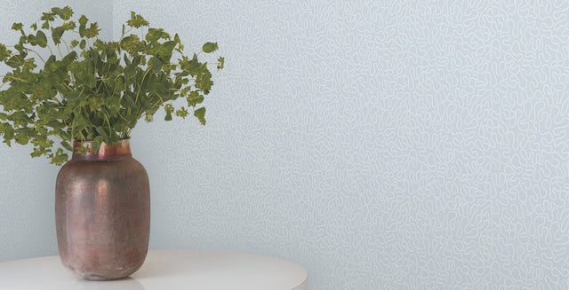 Effervesce Blue Textured Wallpaper with Sea-Glass Bead Motif - York MN1881