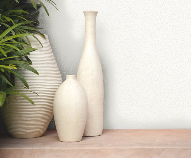 Effervesce White Wallpaper with Textured Glass Bead Motif - York MN1882