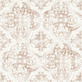 Quartet Off White & Tan Wallpaper with Mediterranean Bohemian Quatrefoil Medallion Pattern - York MN1892