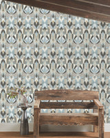 Malta Neutral & Blue Geometric Sure Strip Wallpaper - York MN1921