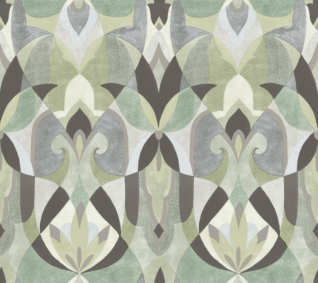 Malta Green Wallpaper with Geometric Mediterranean Motif - York MN1922