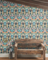 Malta Teal & Gold Wallpaper with Geometric Stained-Glass Motif - York MN1923