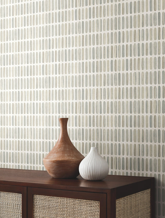 Petite Pergola Neutral Wallpaper with Mediterranean Geometric Motif - York MN1940