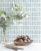 Petite Pergola Blue Wallpaper with Geometric Oval Motif - York MN1942
