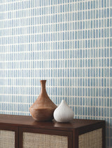 Petite Pergola Blue Wallpaper with Geometric Oval Motif - York MN1942