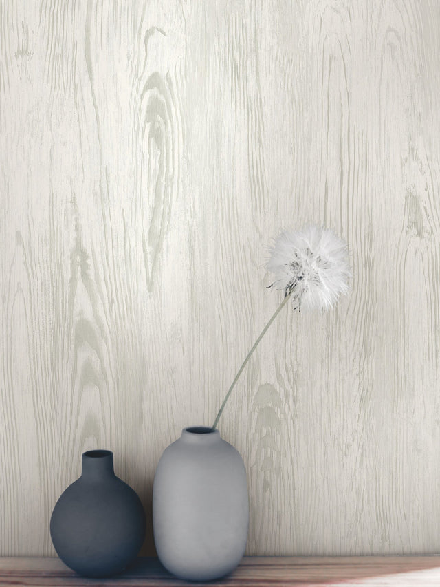 Rusticano White Woodgrain Prepasted Wallpaper - York MN1950