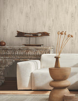 Rusticano Taupe Woodgrain Prepasted Wallpaper - York MN1951
