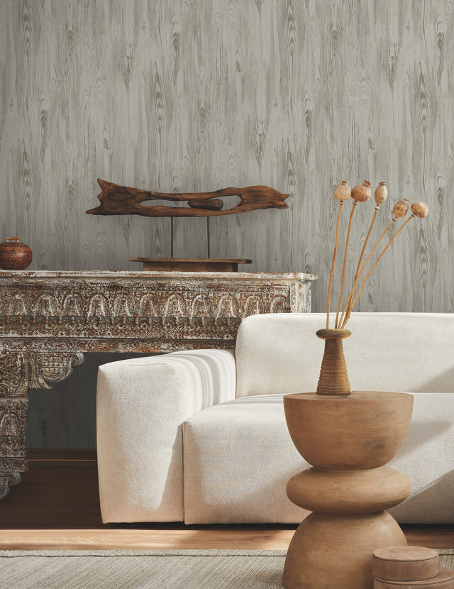 Rusticano Grey Woodgrain Prepasted Wallpaper - York MN1953