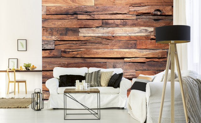 Wooden Wall Brown Faux Wood Plank Feature Wall Mural - Dimex MS-5-0158