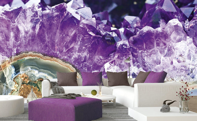 Amethyst Purple Crystal Wall Mural with Stone Pattern - Dimex MS-5-0181