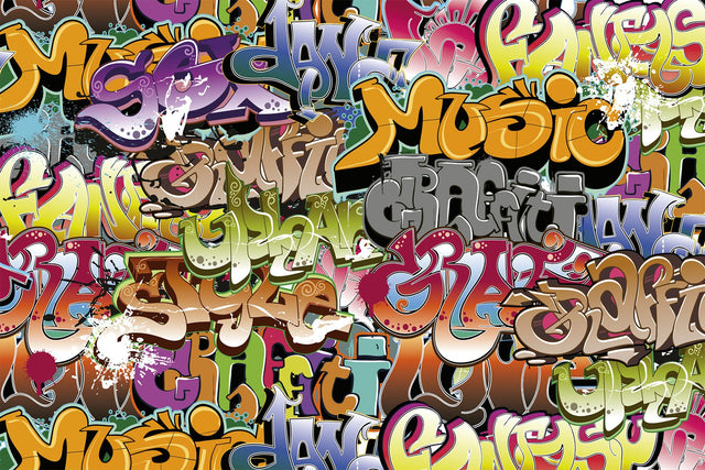 Graffiti Art Multicolor Wall Mural with Graphics Feature Wall Style - Dimex MS-5-0322
