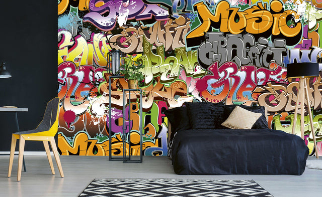 Graffiti Art Multicolor Wall Mural with Graphics Feature Wall Style - Dimex MS-5-0322